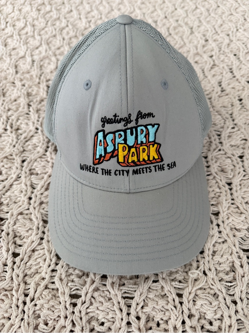Asbury Park Light Gray Baseball Cap with Embroidered Logo